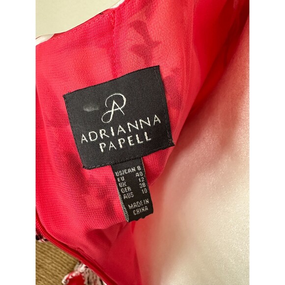 Adrianna Papell Magenta Pink White Floral Blousen Satin Sleeveless Maxi Dress 8 - Picture 8 of 9
